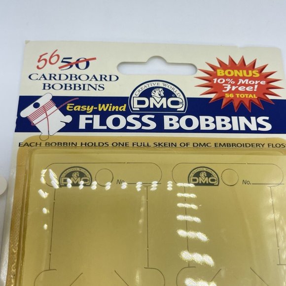 Vintage DMC Floss Bobbins 56 Cardboard Bobbins In Package & 20+ Loose Ones - Picture 2 of 3